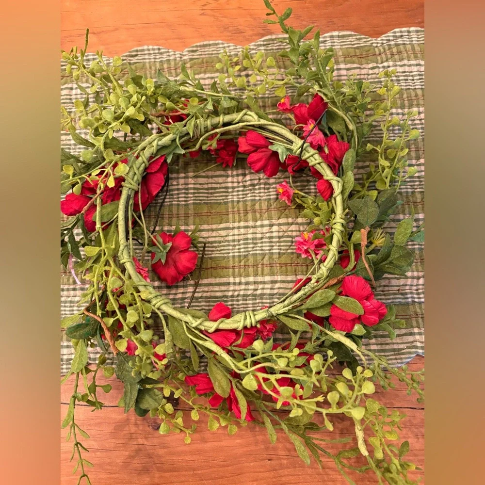 Faux Flower Wreath or Candle Ring Flower Crown Med sized Super High Quality Red